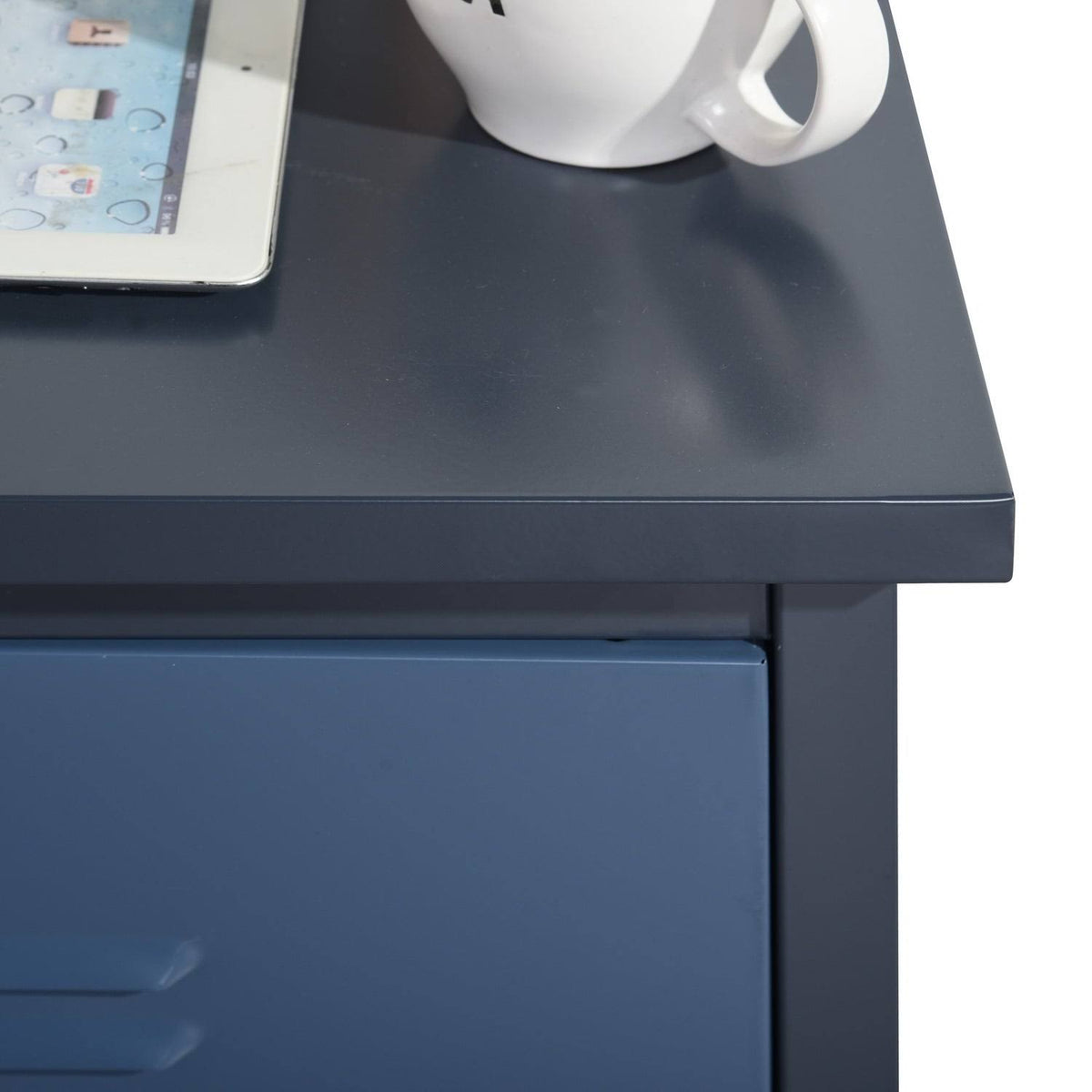 Blue Metal Locker End Table Storage Cabinet N275805