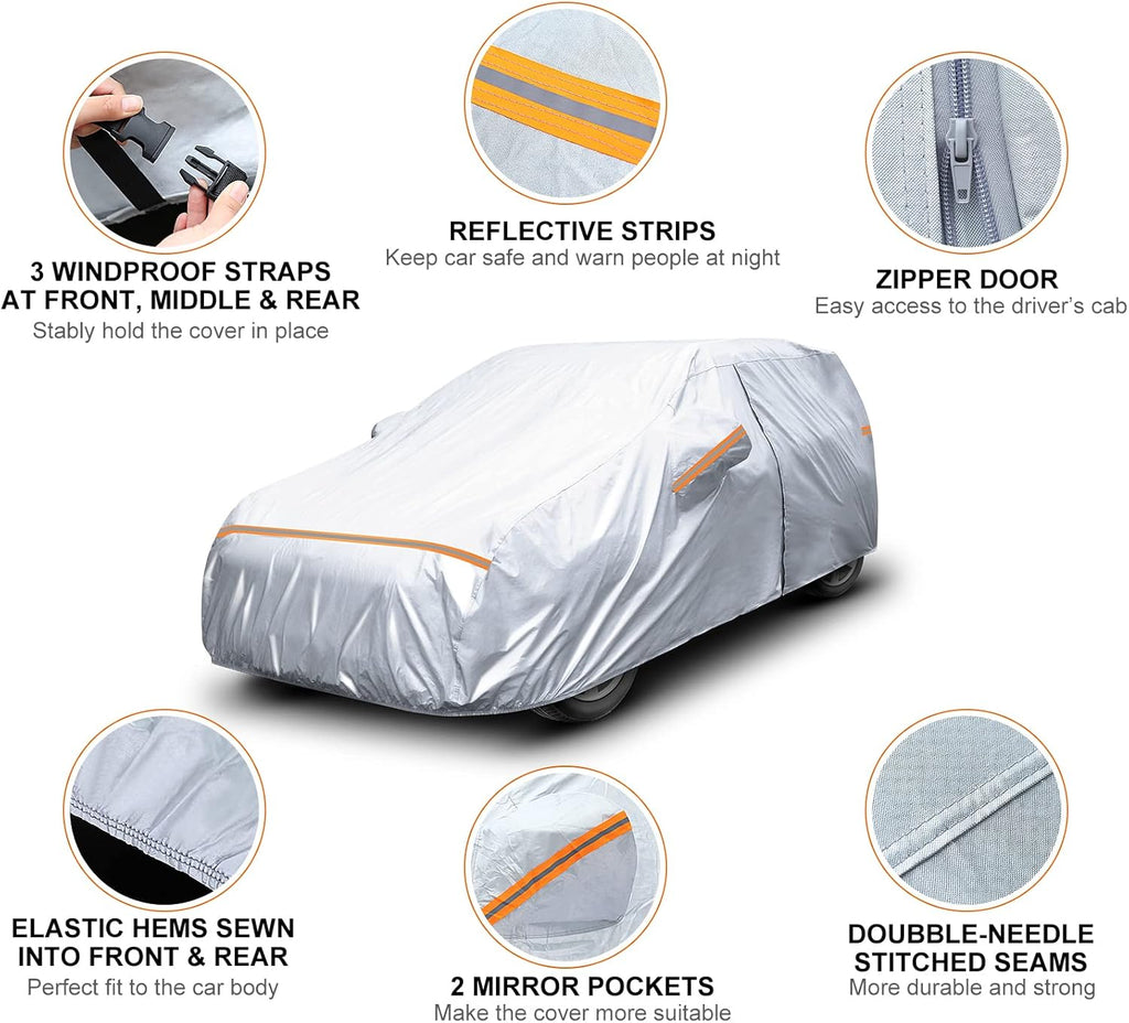 6 Layers Waterproof All Weather Car Cover with Zipper Door R3829