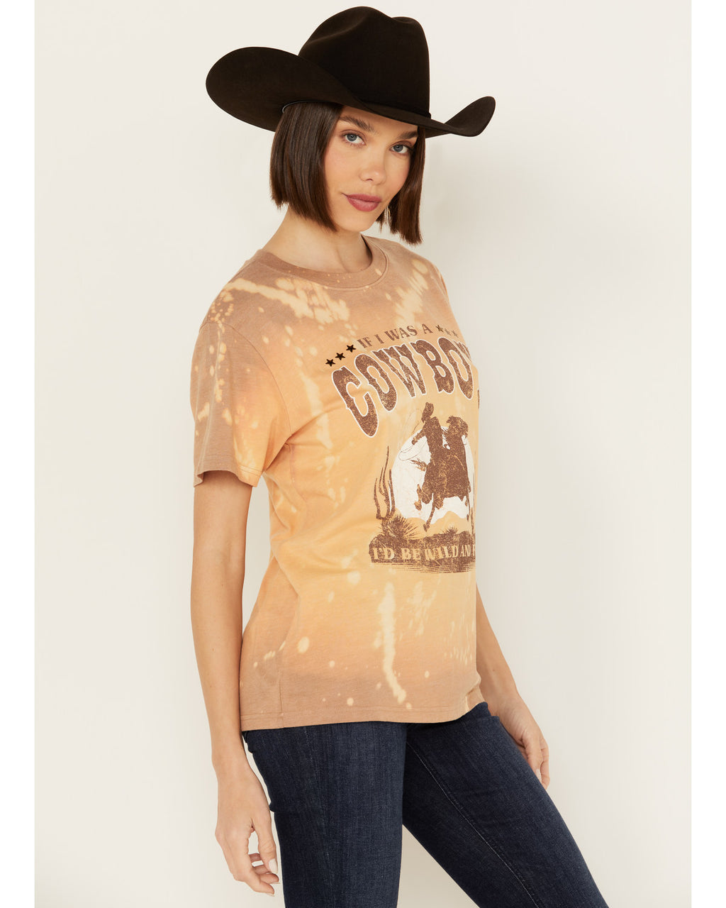 Bleachwash Studded Cowboy Graphic Tee Brown X-Large R700816