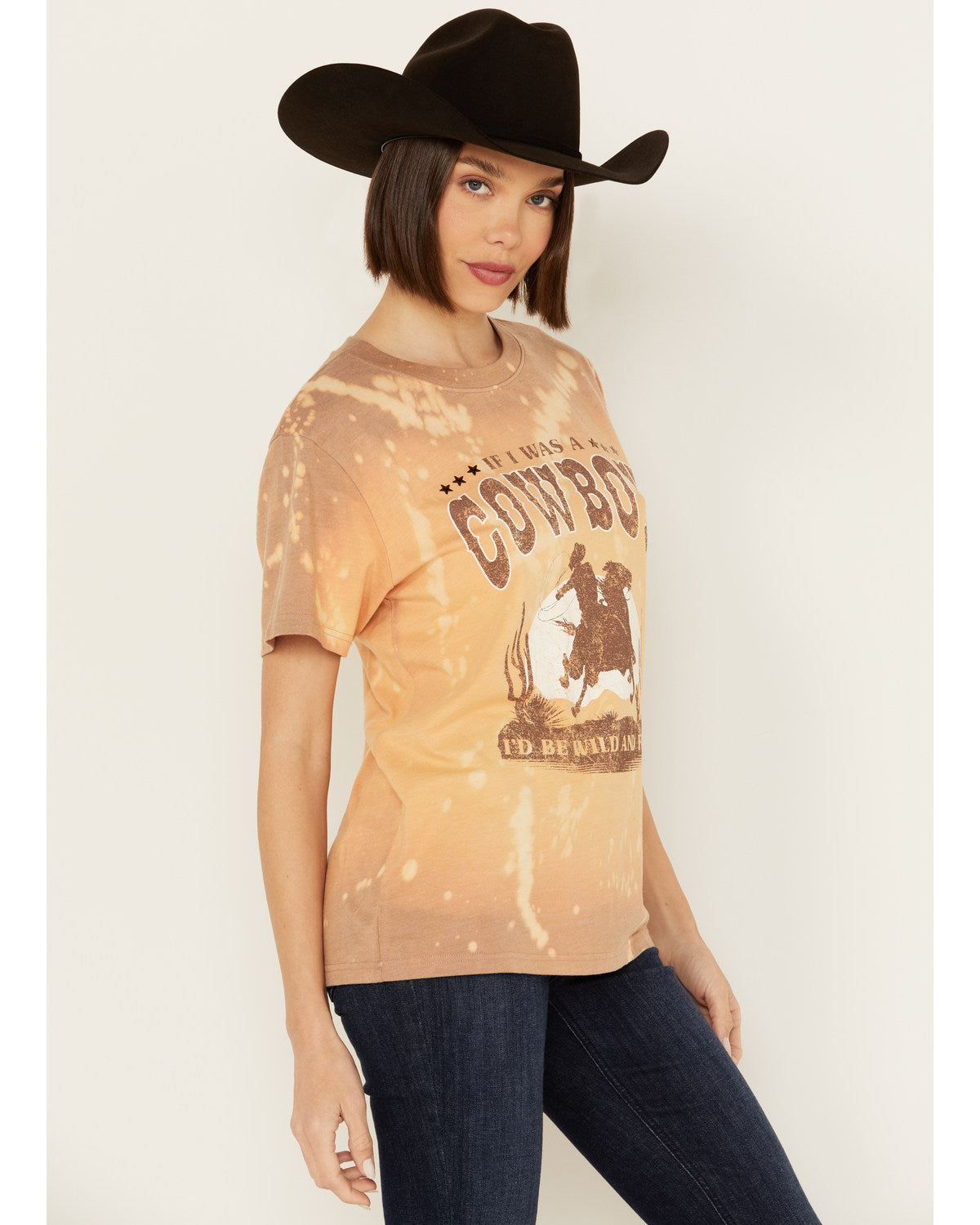 Bleachwash Studded Cowboy Graphic Tee Brown X-Large R700816