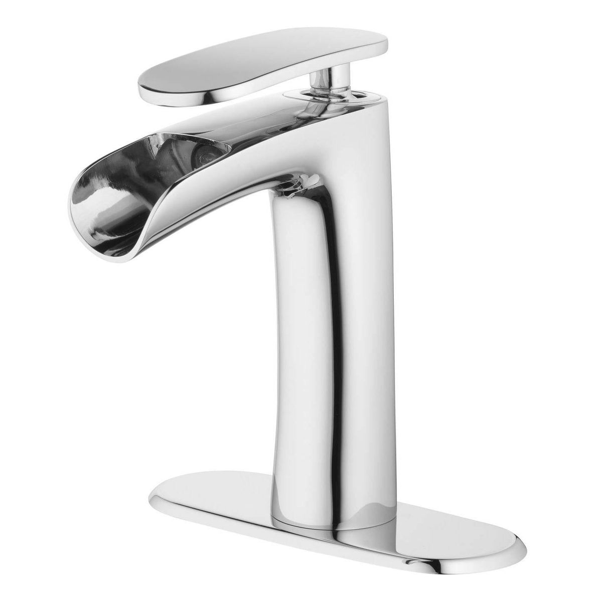 Chrome Single Handle LED Bathroom Faucet with Pop Up Drain and Deck Plate T8817