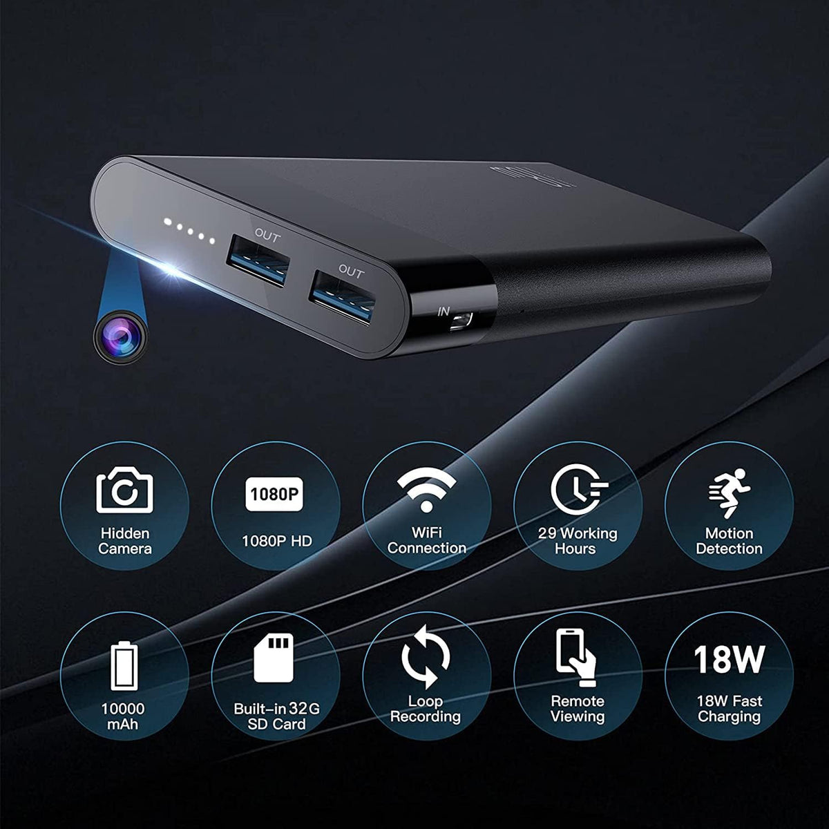10000mAh Power Bank with Smart WiFi Camera Z30425