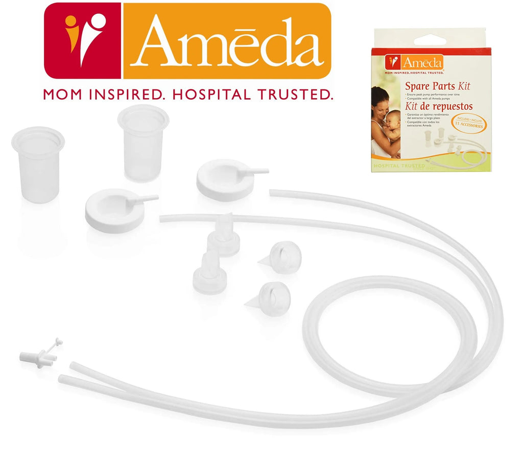 Spare Parts Kit for Breast Pump Includes: (4) Valves, (2) Silicone Tubing, (2) Silicone Diaphragms, (2) Adapter Caps, (1) Tubing Adapter G53578