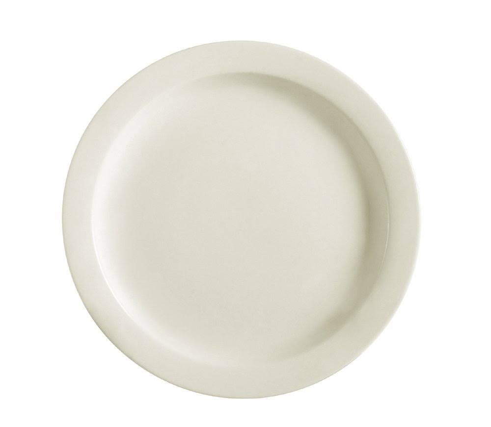 Narrow Rim 7-1/4-Inch White Stoneware Plate, Box of 36 V939361