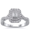 10kt White Gold Emerald Cut Diamond Engagement Ring I423