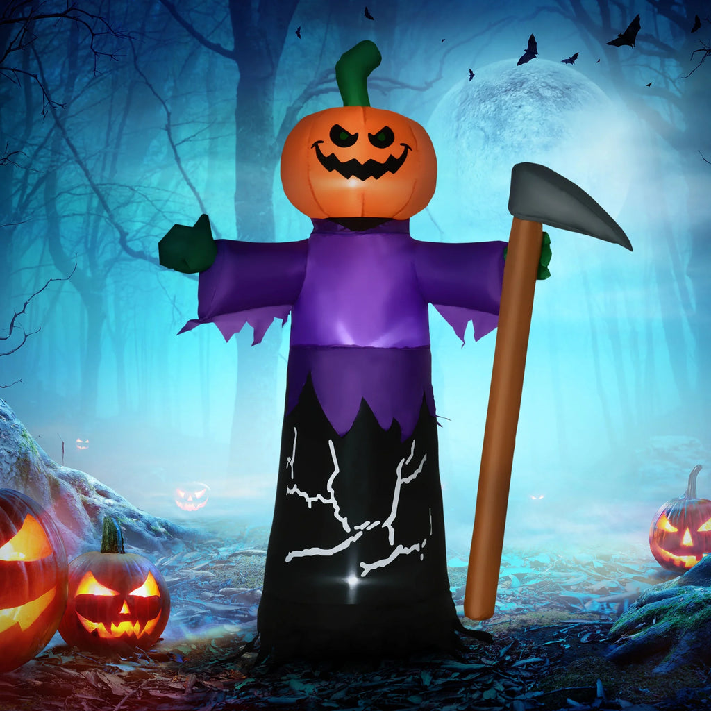 Inflatable Halloween Pumpkin Grim Reaper LED Yard Display E424