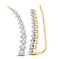 14k Yellow Gold Round Diamond Climber Earrings 3/4 Cttw W175