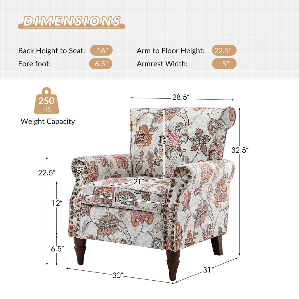 Pink Floral Upholstered Accent Armchair Set of 2 E592937