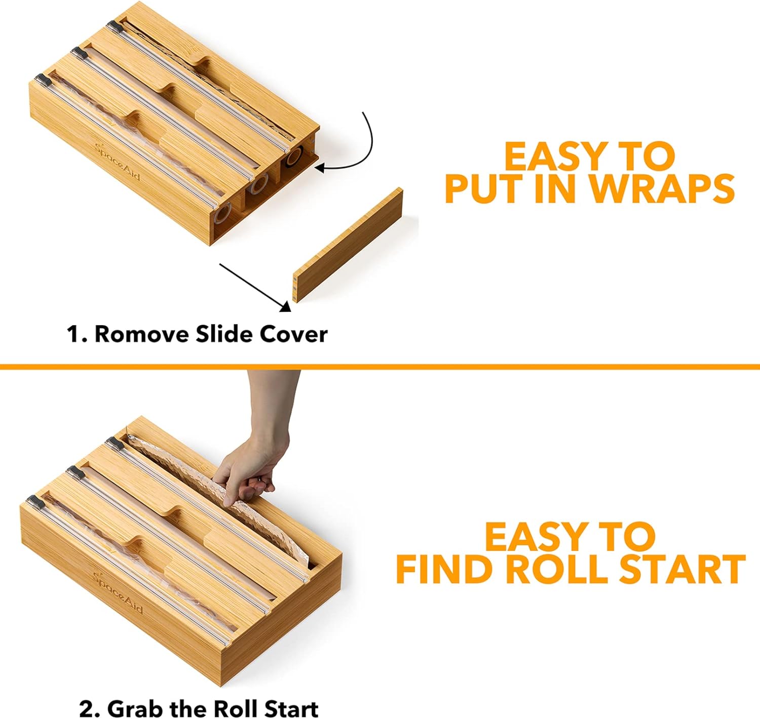 3 in 1 Bamboo Wrap Dispenser with Cutter and Labels, Pack of 2 V2020