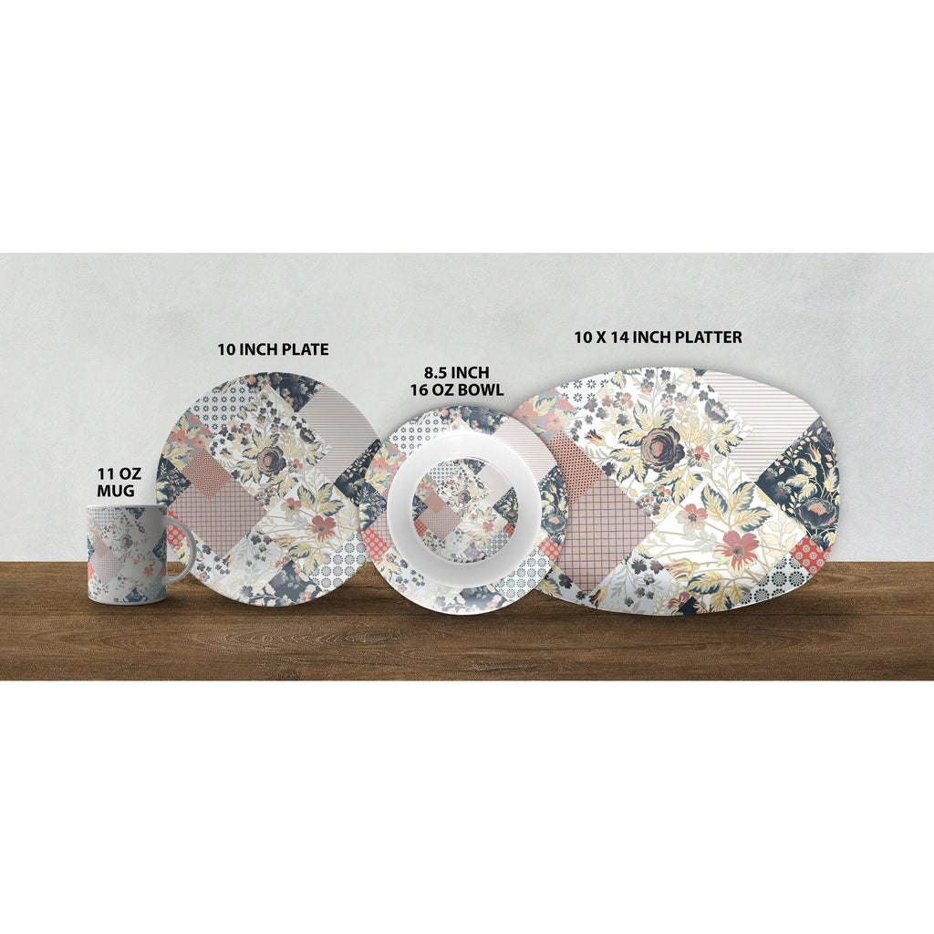 Peach Cream Black 10x22 Microwave Safe Dinner Set R510524