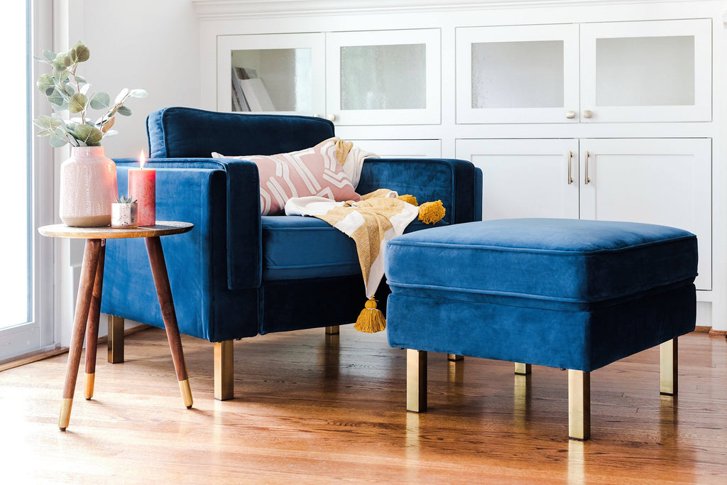 Mustard Velvet Ottoman W5902