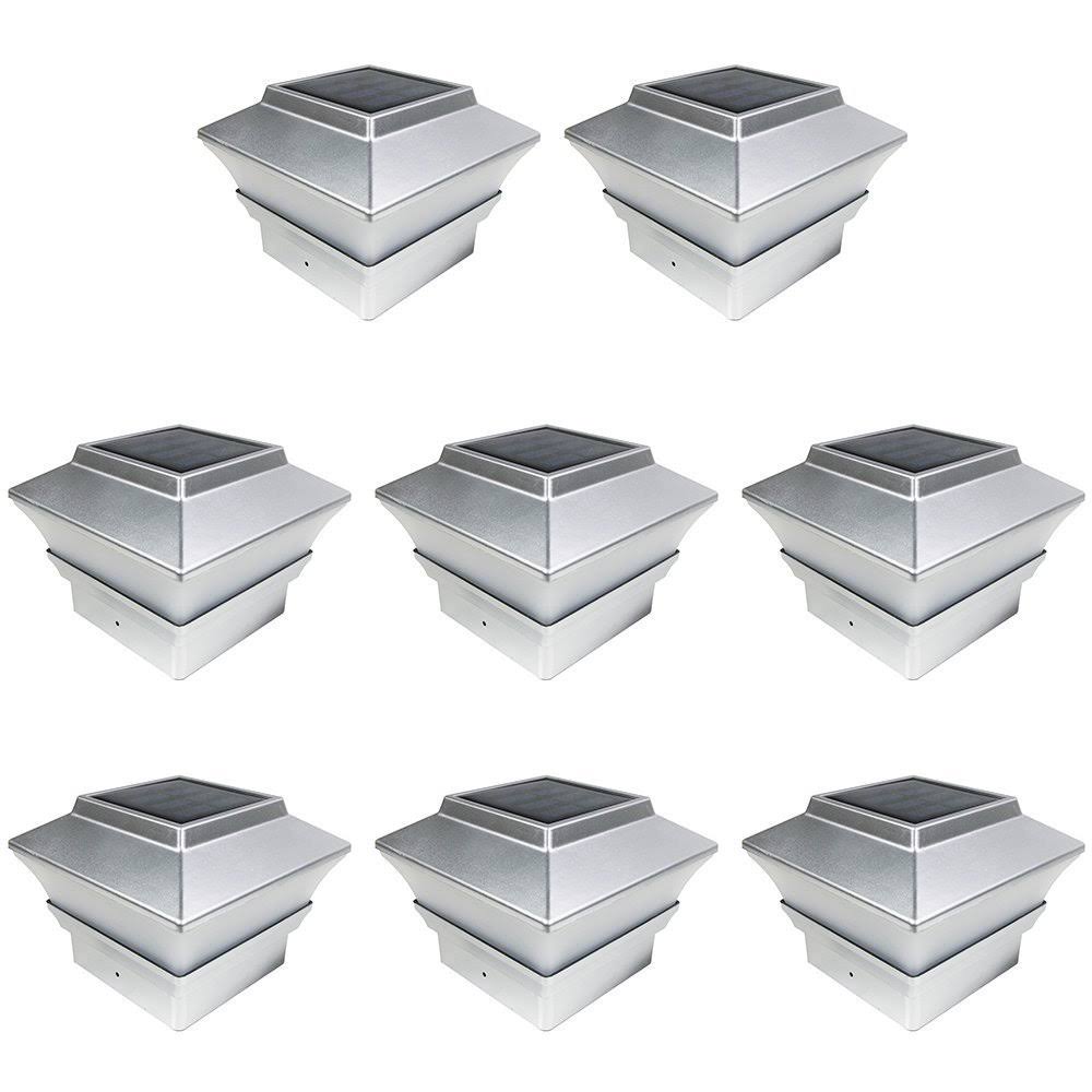 8 Pack Silver Solar LED Post Cap Light X829