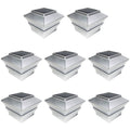 8 Pack Silver Solar LED Post Cap Light X829