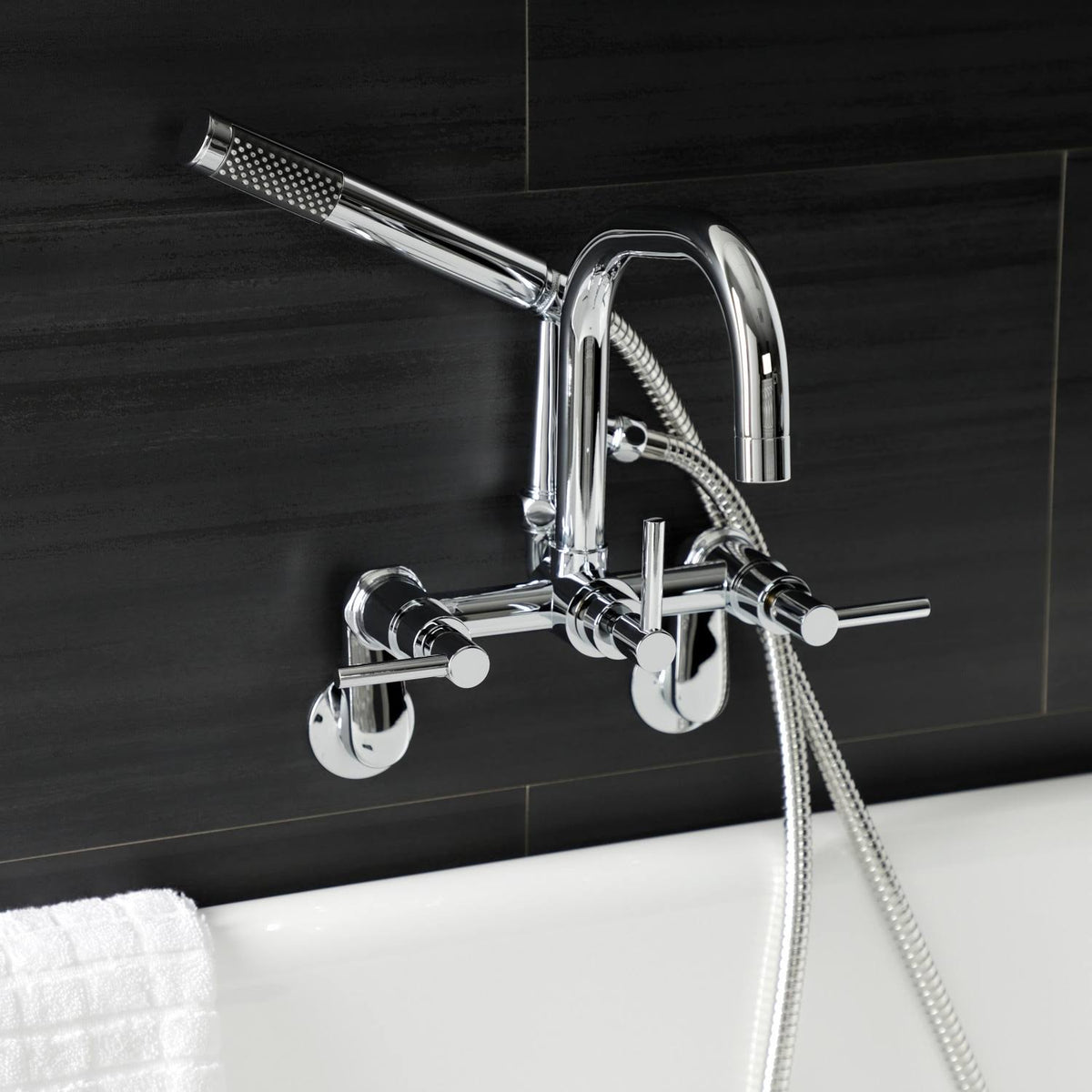 Brushed Nickel Wall Mount Clawfoot Tub Faucet P116952