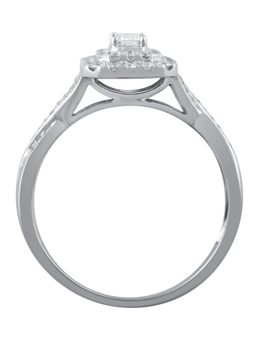 10kt White Gold Emerald Cut Diamond Engagement Ring I423