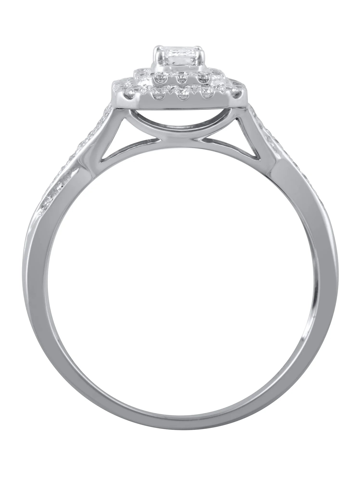 10kt White Gold Emerald Cut Diamond Engagement Ring I423