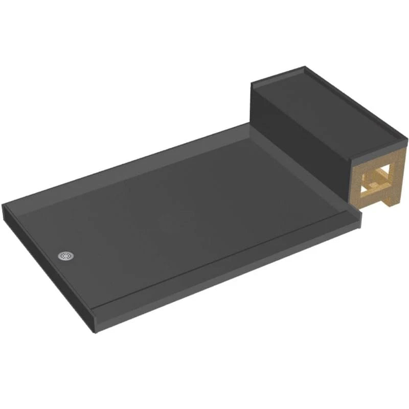 Single Threshold Shower Base with Bench and Drain Plate B5131