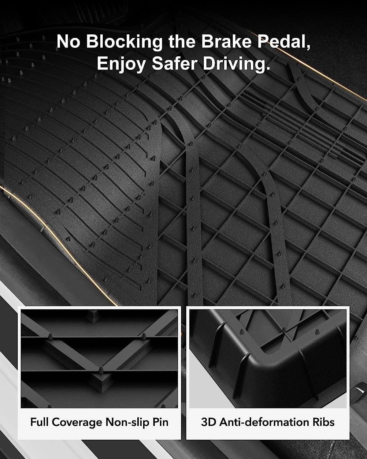 Custom Fit Floor Mats for Tesla Model X 6 Seat 1-3 Rows 2021-2023 All Weather TPE Full Set R4987