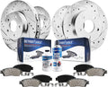 Front & Rear Drilled Slotted Rotors + Brake Pads 10pc Set I2515