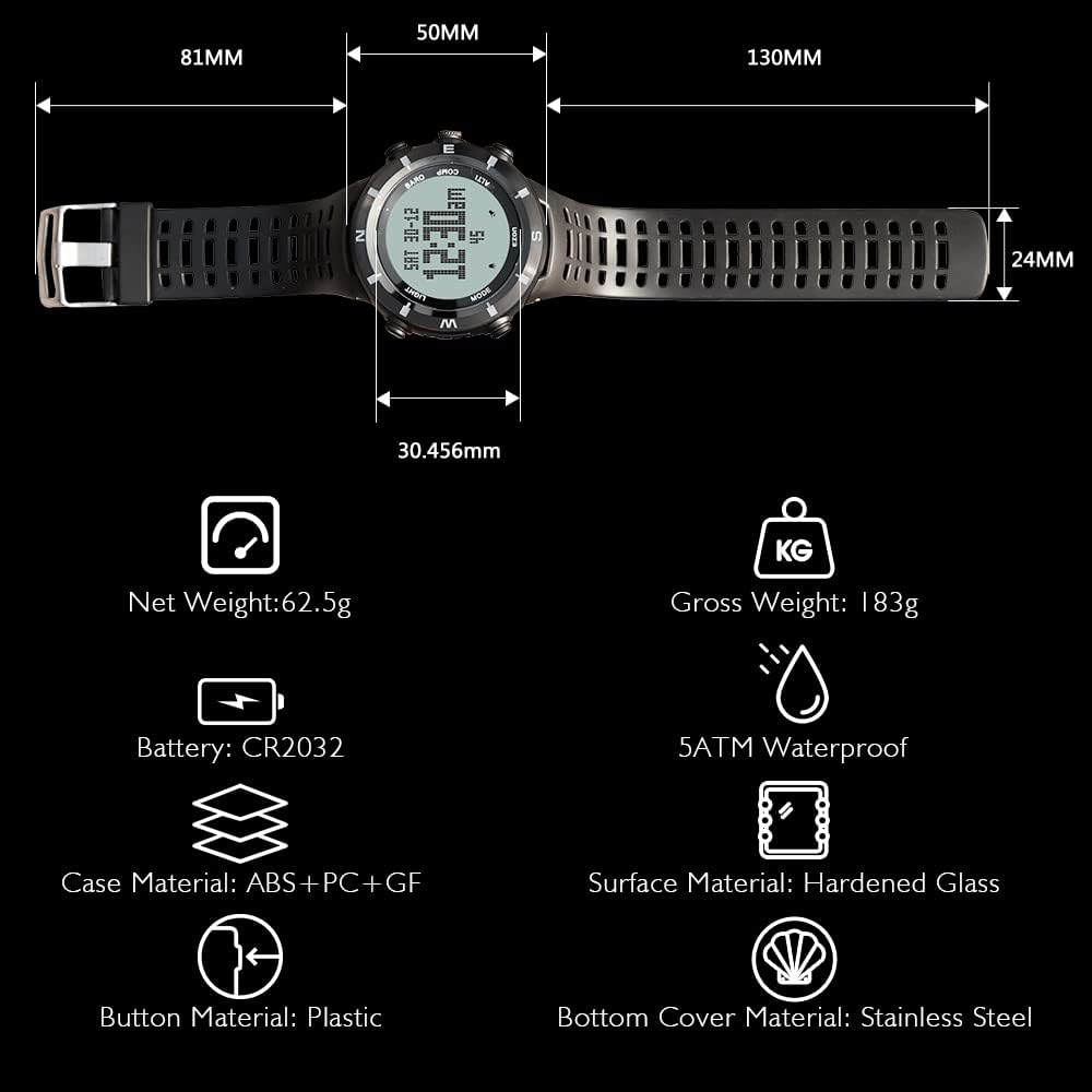 Digital Watch Altimeter Barometer Compass Outdoor Hiking Watch H620859