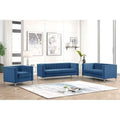3 Pieces Fabric Dutch Velvet Blue Couch and Sofa Set F458637