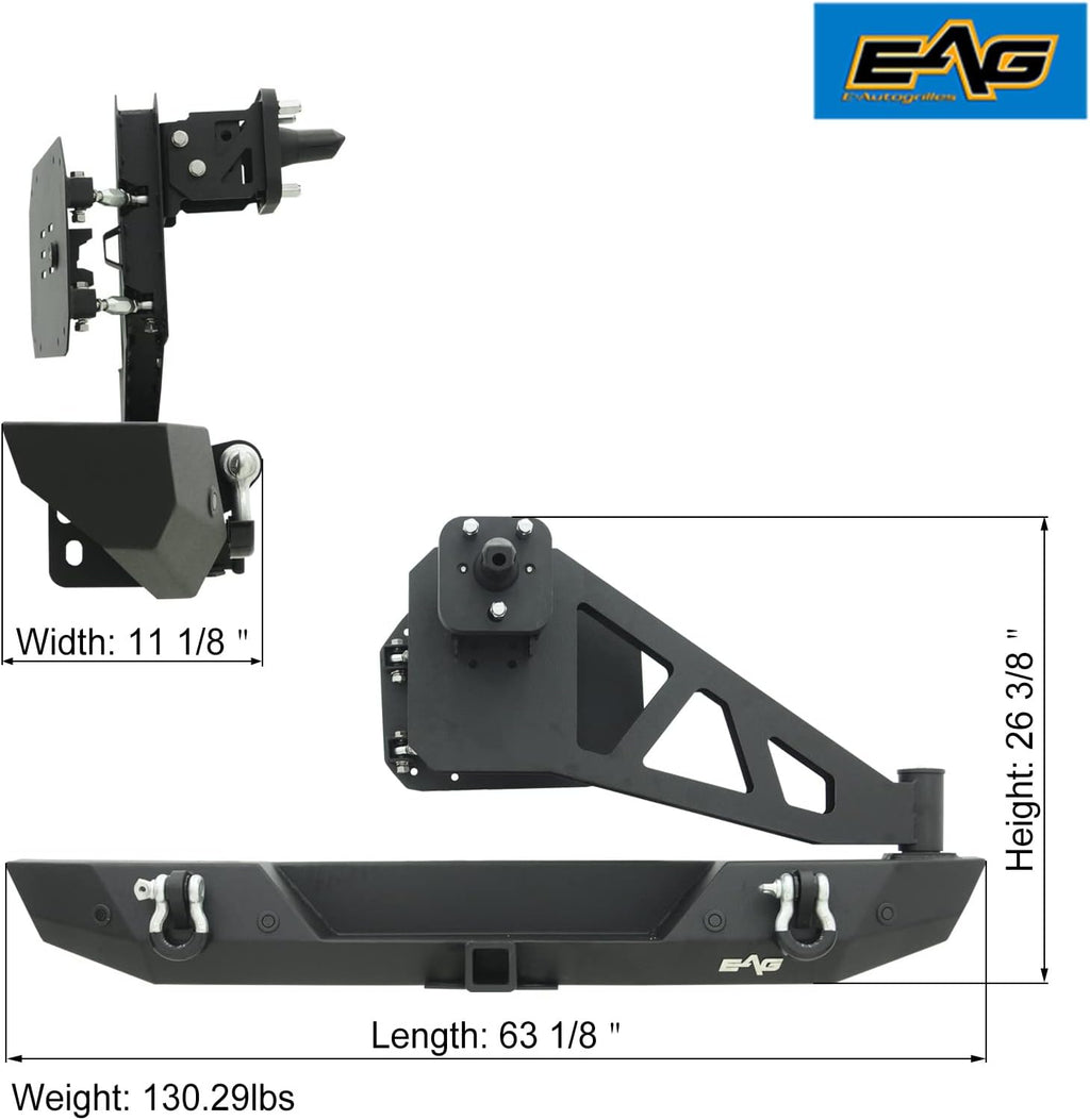 Rear Bumper with Spare Tire Carrier Swing Away W17741