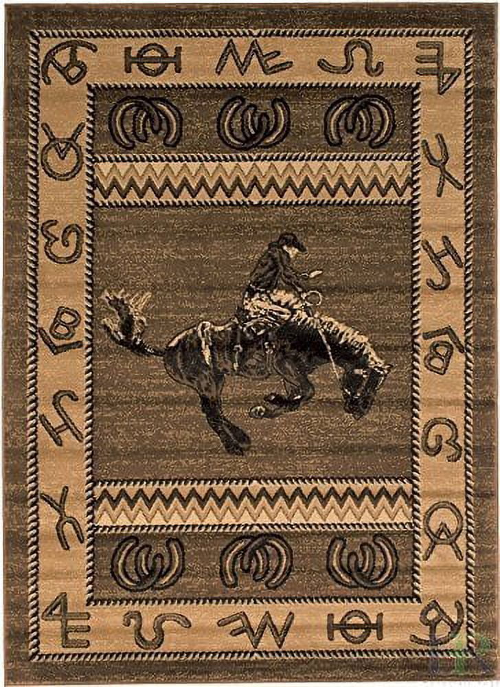 Chocolate Brown/Beige Cabin Area Rug W262162