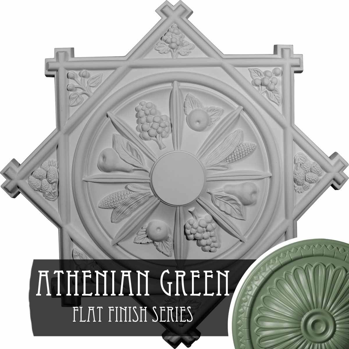 38 1/4x22OD x 1 1/2x22P Hand-Painted Athenian Green Ceiling Medallion H68894