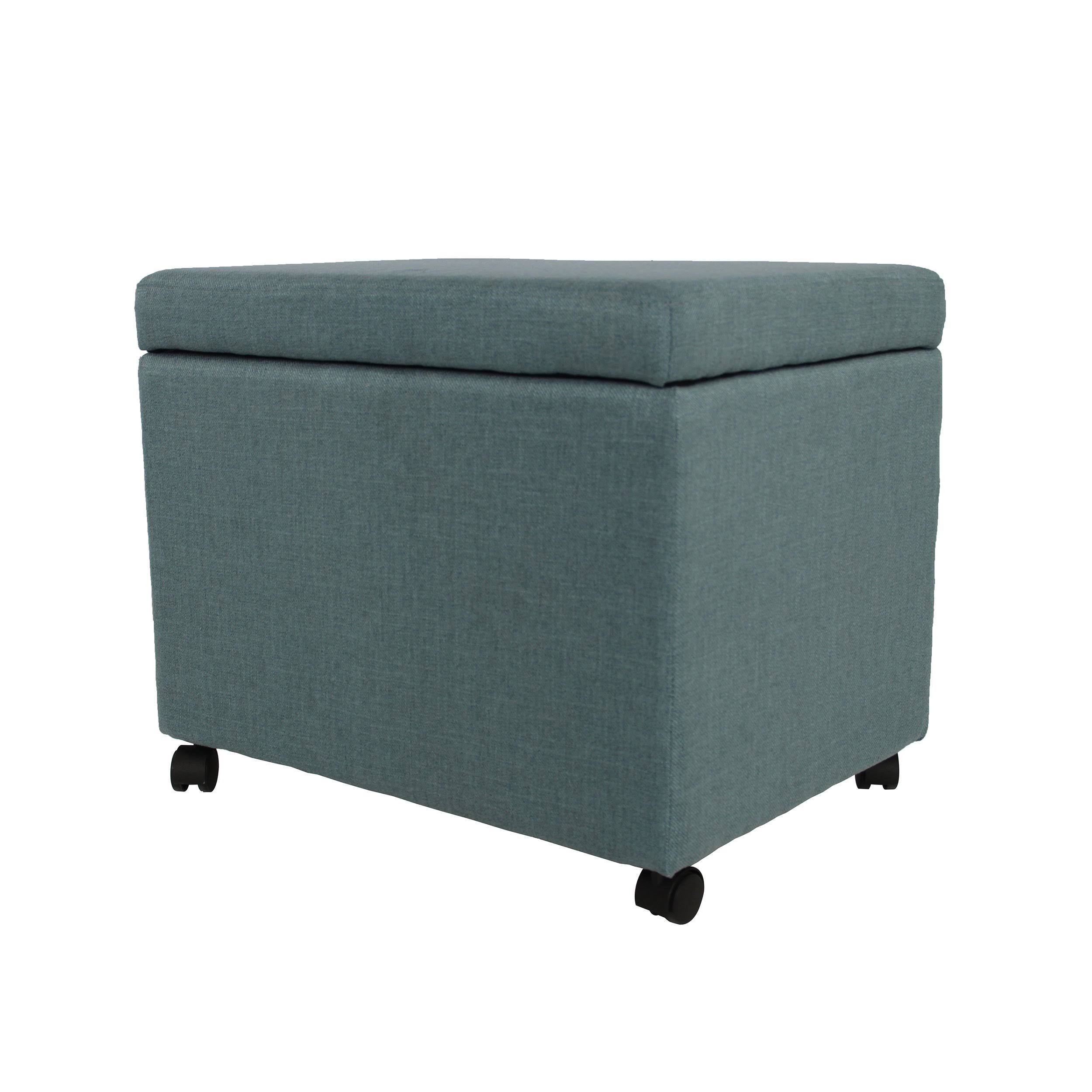 Blue Fabric File Storage Ottoman J427487