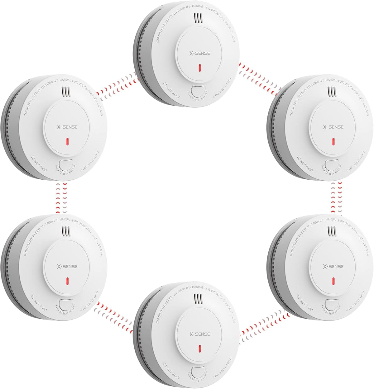 Wireless Interconnected Smoke Detector Fire Alarm, Pack of 6 P412734