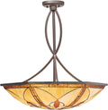 4-Light Cat's Eye Art Glass Convertible Pendant/Semi-Flush Ceiling Light T7377
