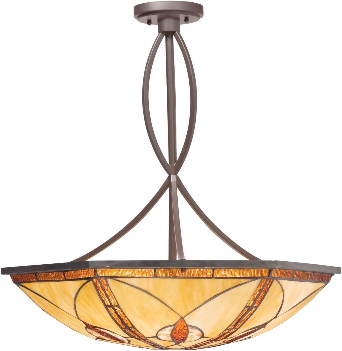 4-Light Cat's Eye Art Glass Convertible Pendant/Semi-Flush Ceiling Light T7377