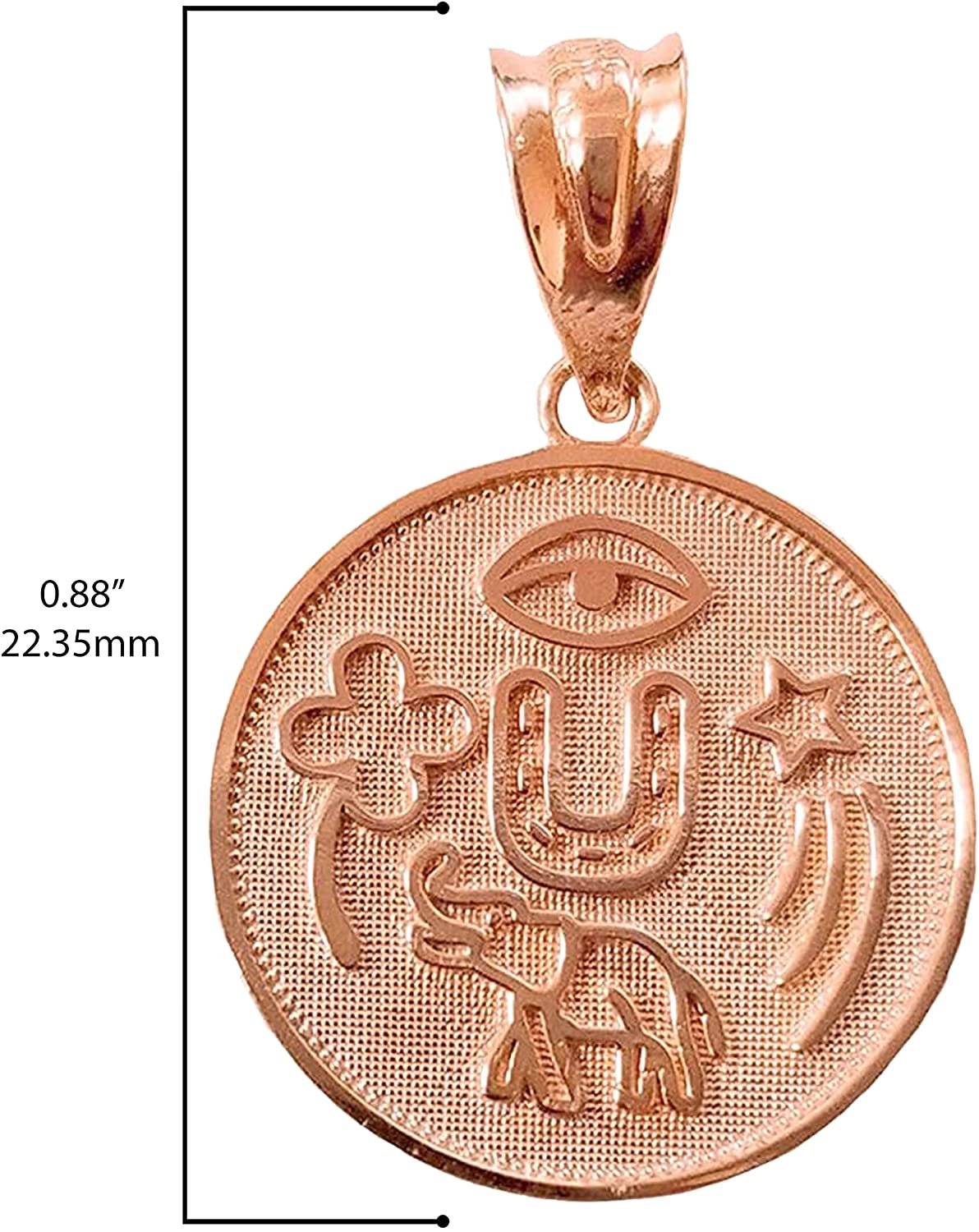 10K Rose Gold Round Coin Medal Pendant Charm A90832