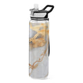 White and Gold Marble 32oz Tritan Water Bottles with Straw T302