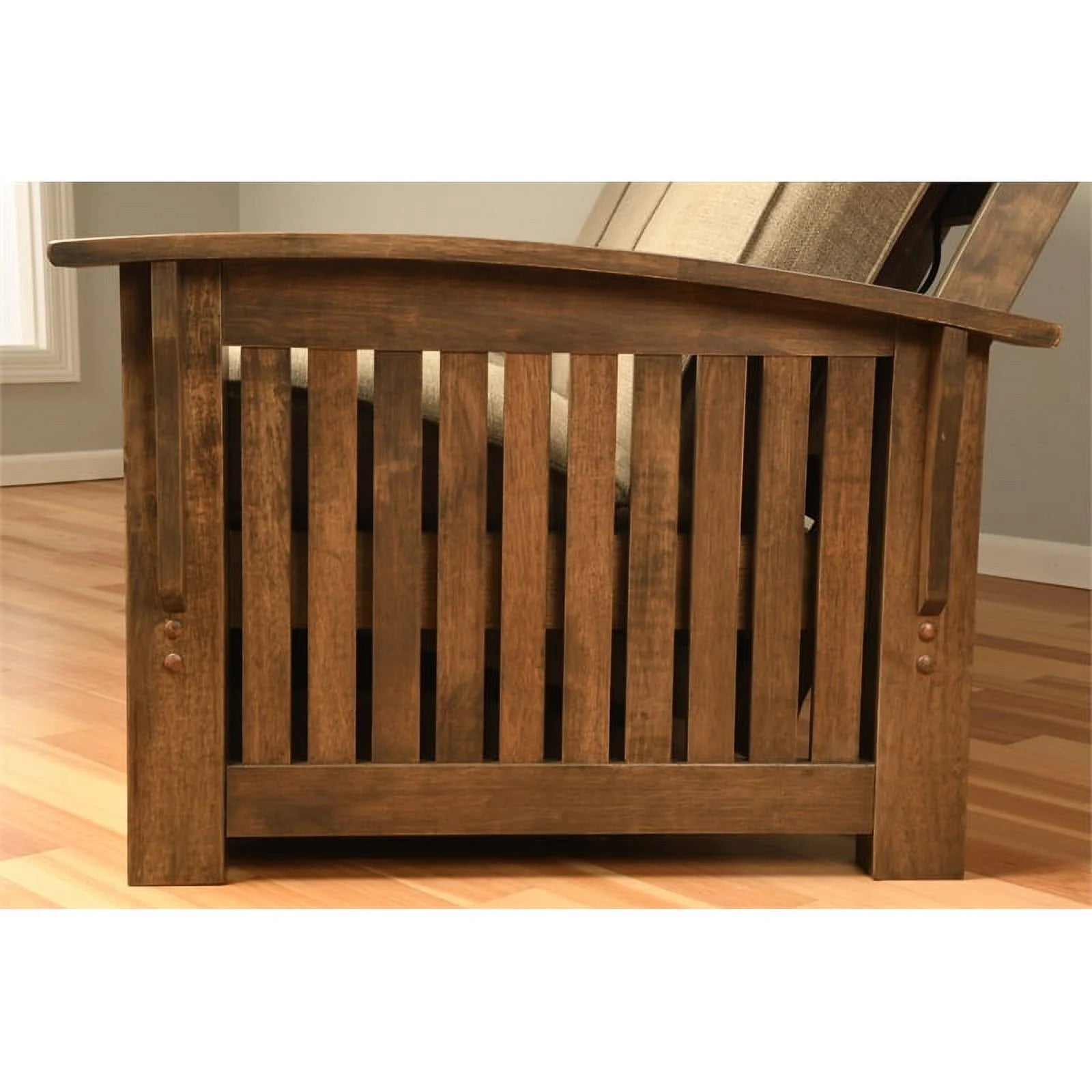 Rustic Walnut Brown Futon with Storage Drawers U2902