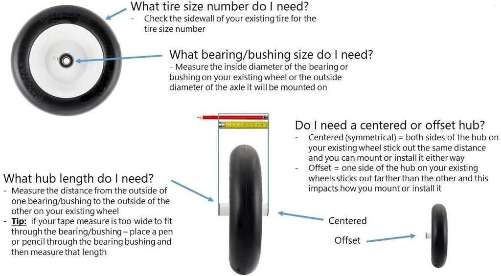 Flat Free Ribbed Wheelbarrow Cart Universal Wheels with Grease Fitting V7012