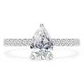 14K White Gold Pear Diamond Hidden Halo Solitaire Engagement Ring N286443