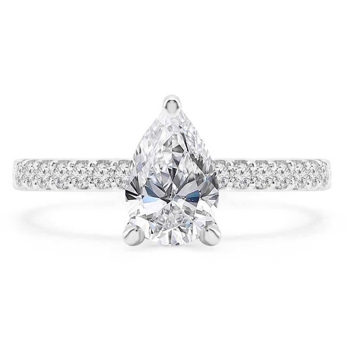 14K White Gold Pear Diamond Hidden Halo Solitaire Engagement Ring N286443
