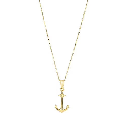 14k Yellow Gold Anchor Pendant Necklace C336109