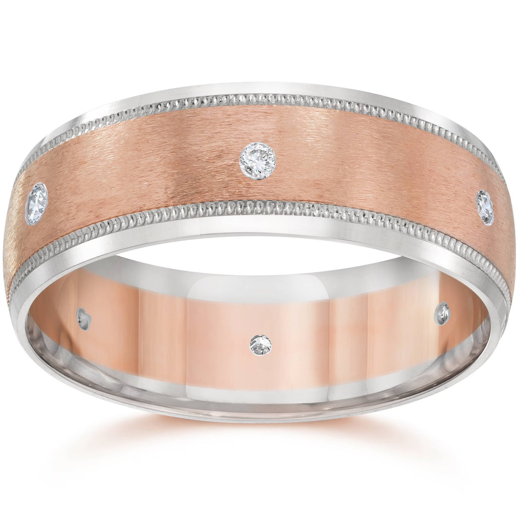 Two Tone 14K Rose Gold Diamond Wedding Band D310602