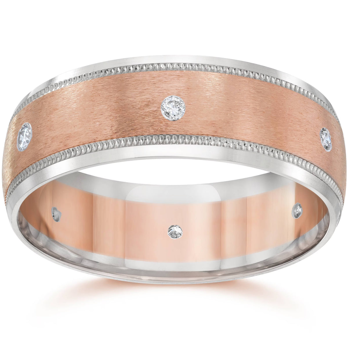 Two Tone 14K Rose Gold Diamond Wedding Band D310602