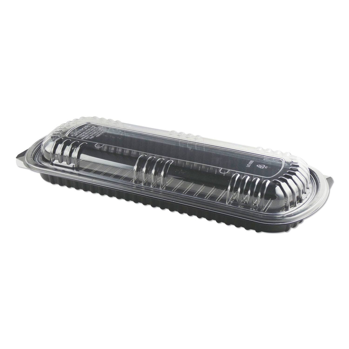 Black/Clear Rib Container with Vented Anti-Fog Lids, Full Slab D9633