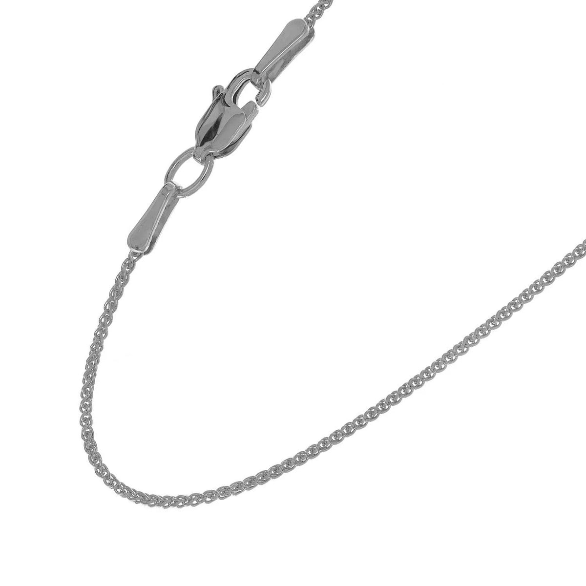 14k Solid White Gold Spiga Wheat Chain Necklace, 20 Inches V147