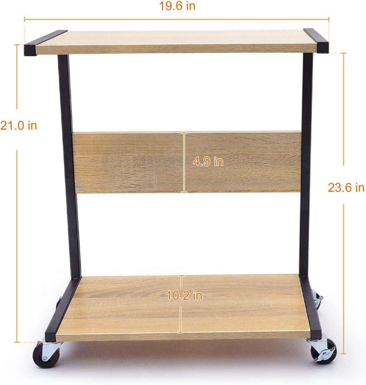 Oak Color C-Shaped Computer Tower Stand with 4 Lockable Wheels P709529