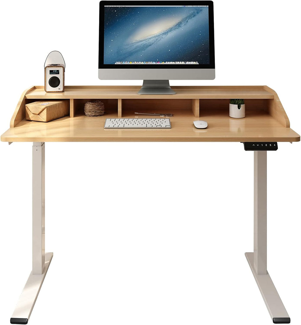Espresso Cottage Oak Electric Standing Desk with Drawers Q651540