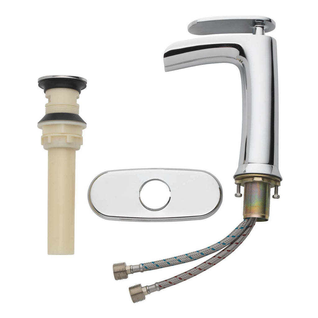 Chrome Single Handle LED Bathroom Faucet with Pop Up Drain and Deck Plate T8817