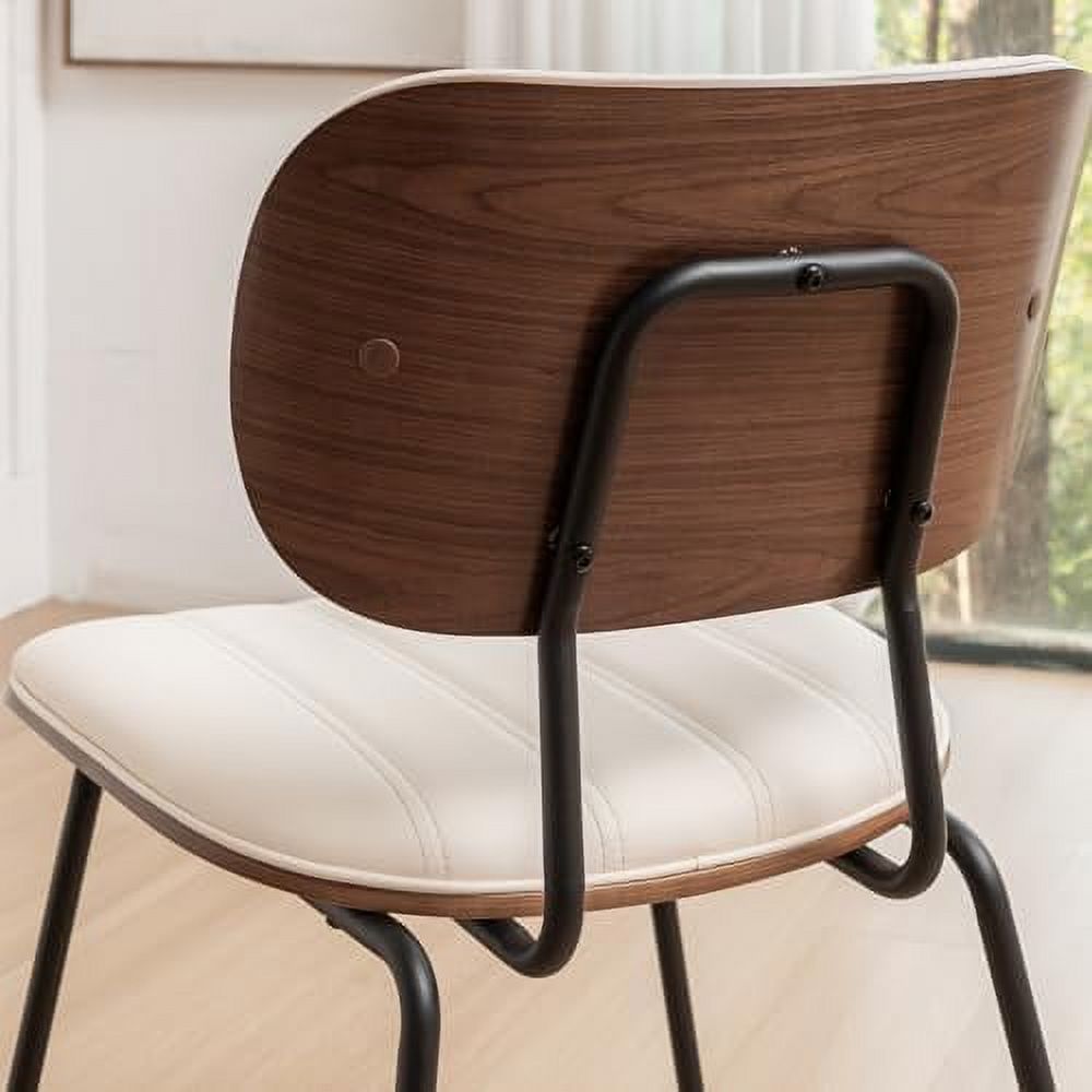 Faux Leather Walnut Dining Chairs with Ergonomic Backrest Upholstered Seat F9911