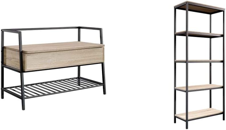 Storage Bench and Tall Bookcase, Charter Oak Finish I645035