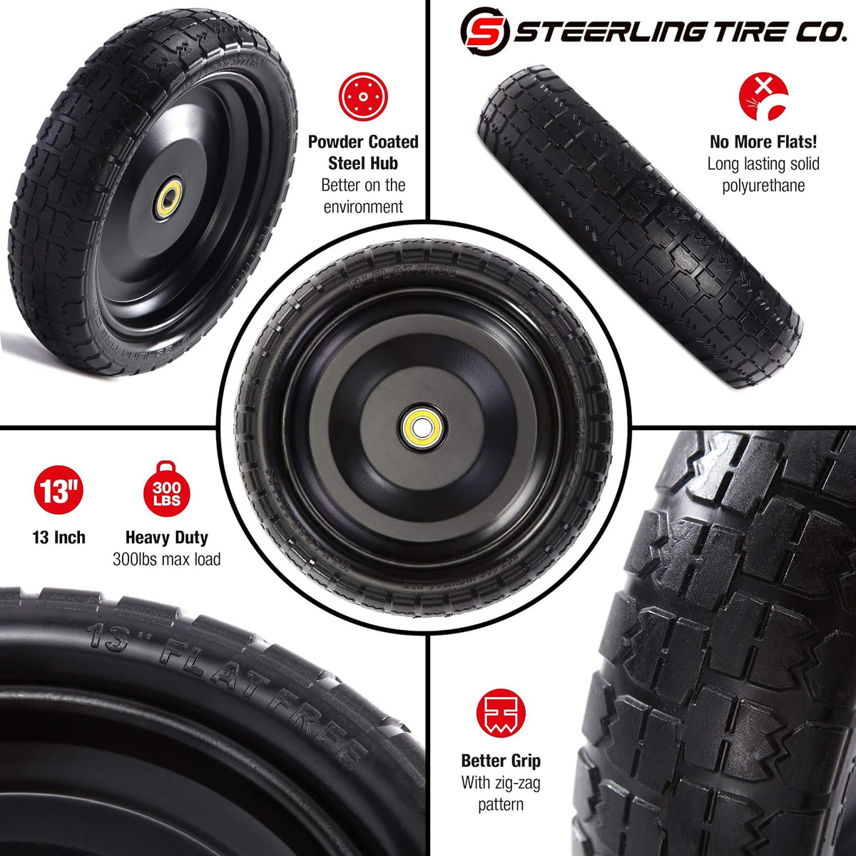 13 inch Flat Free Wheelbarrow Tires S6320