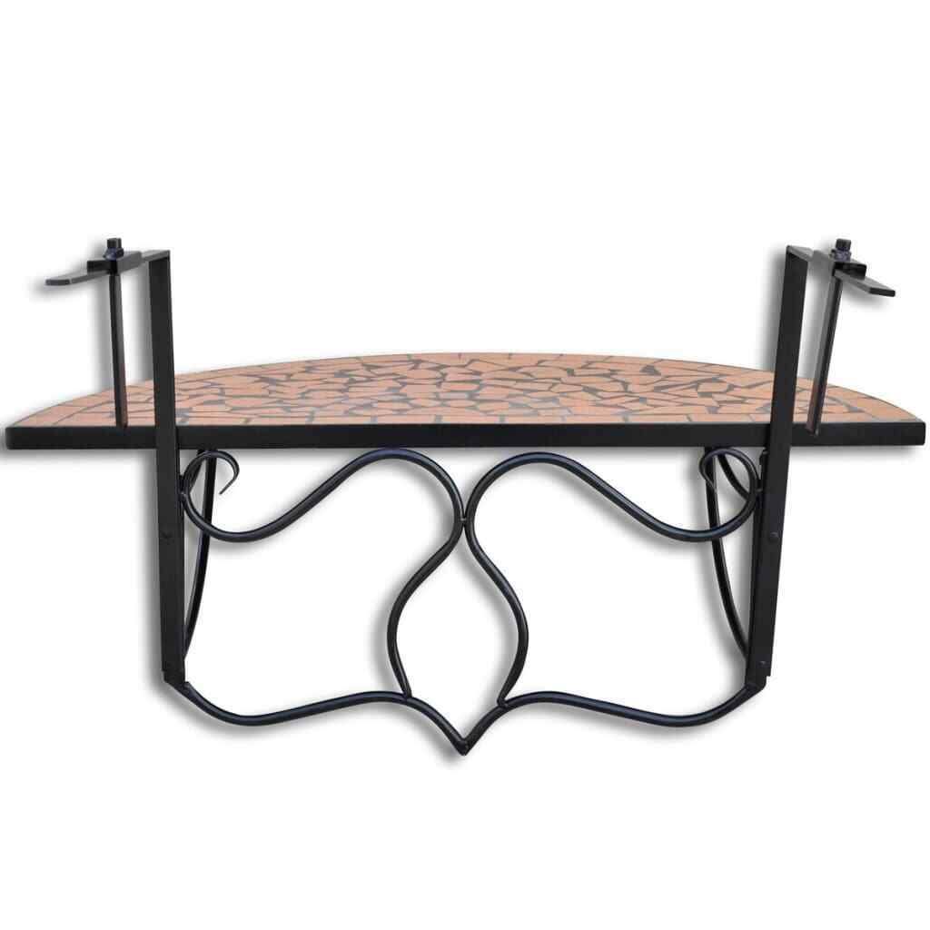 Mosaic Balcony Table Hanging Semi-Circular Terracotta F256431